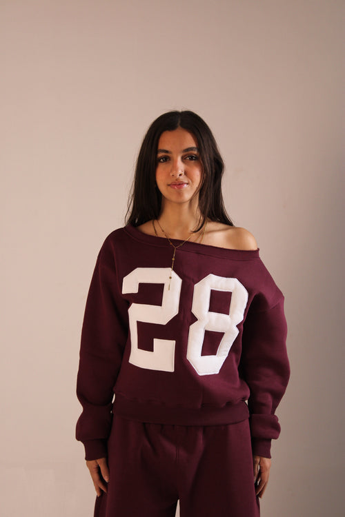 28 off-shoulder sweater - burgundy