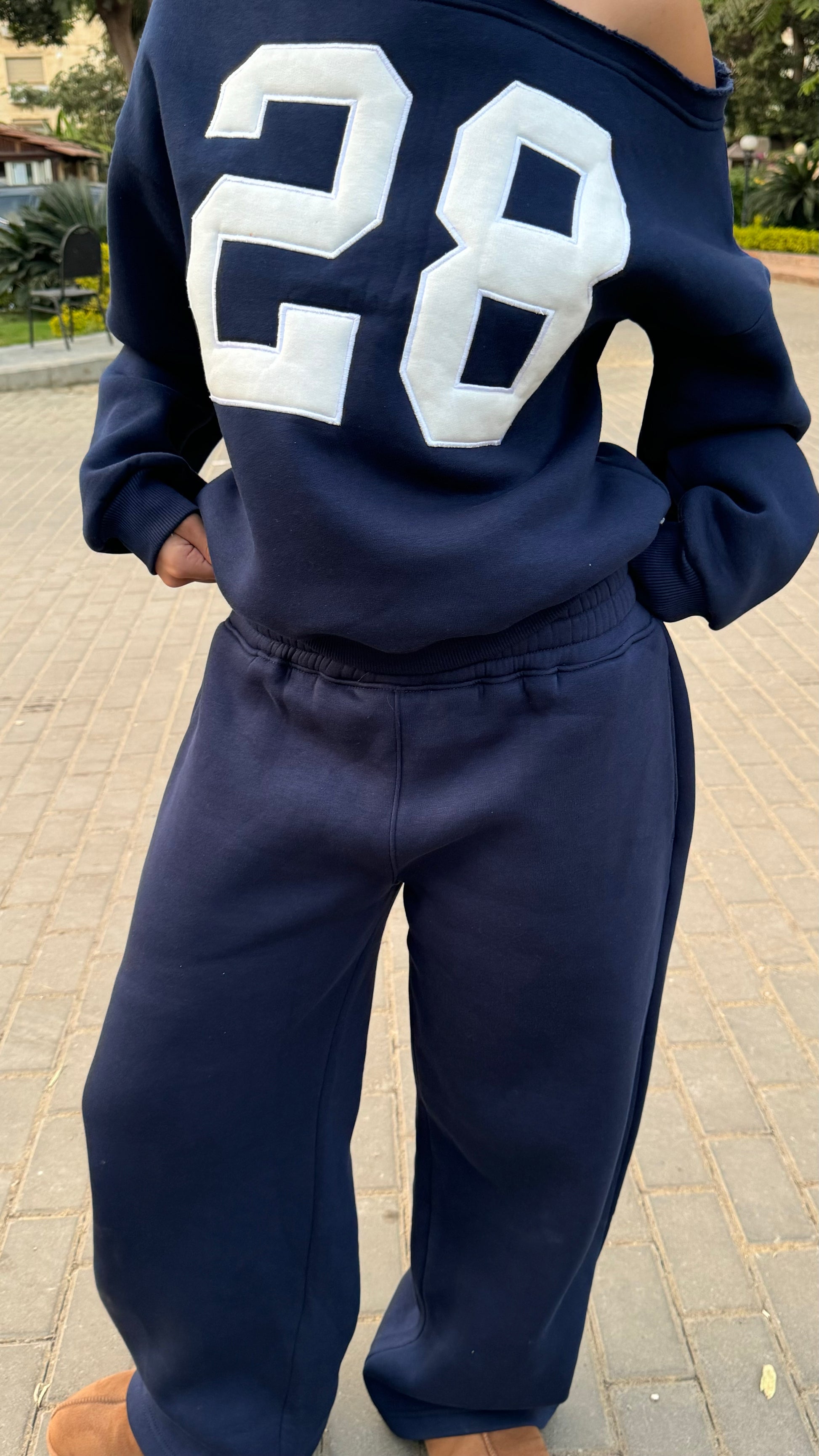 low waist sweatpants - navy