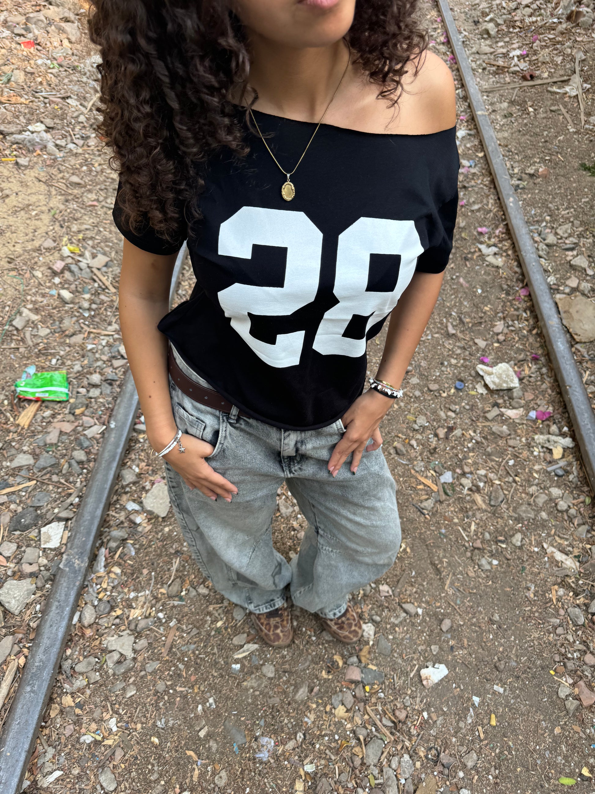 the “28” off-shoulder in black