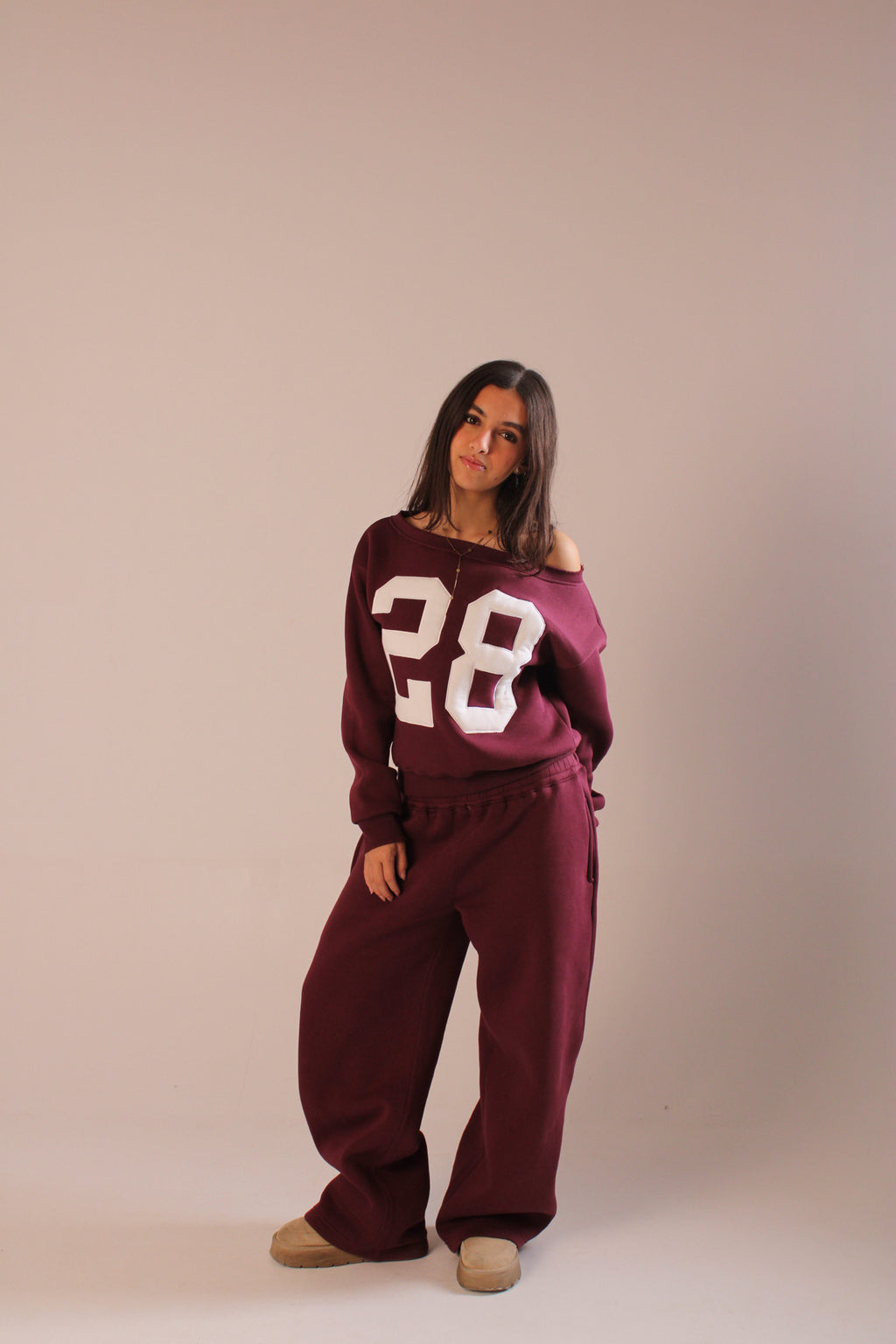 low waist sweatpants - burgundy