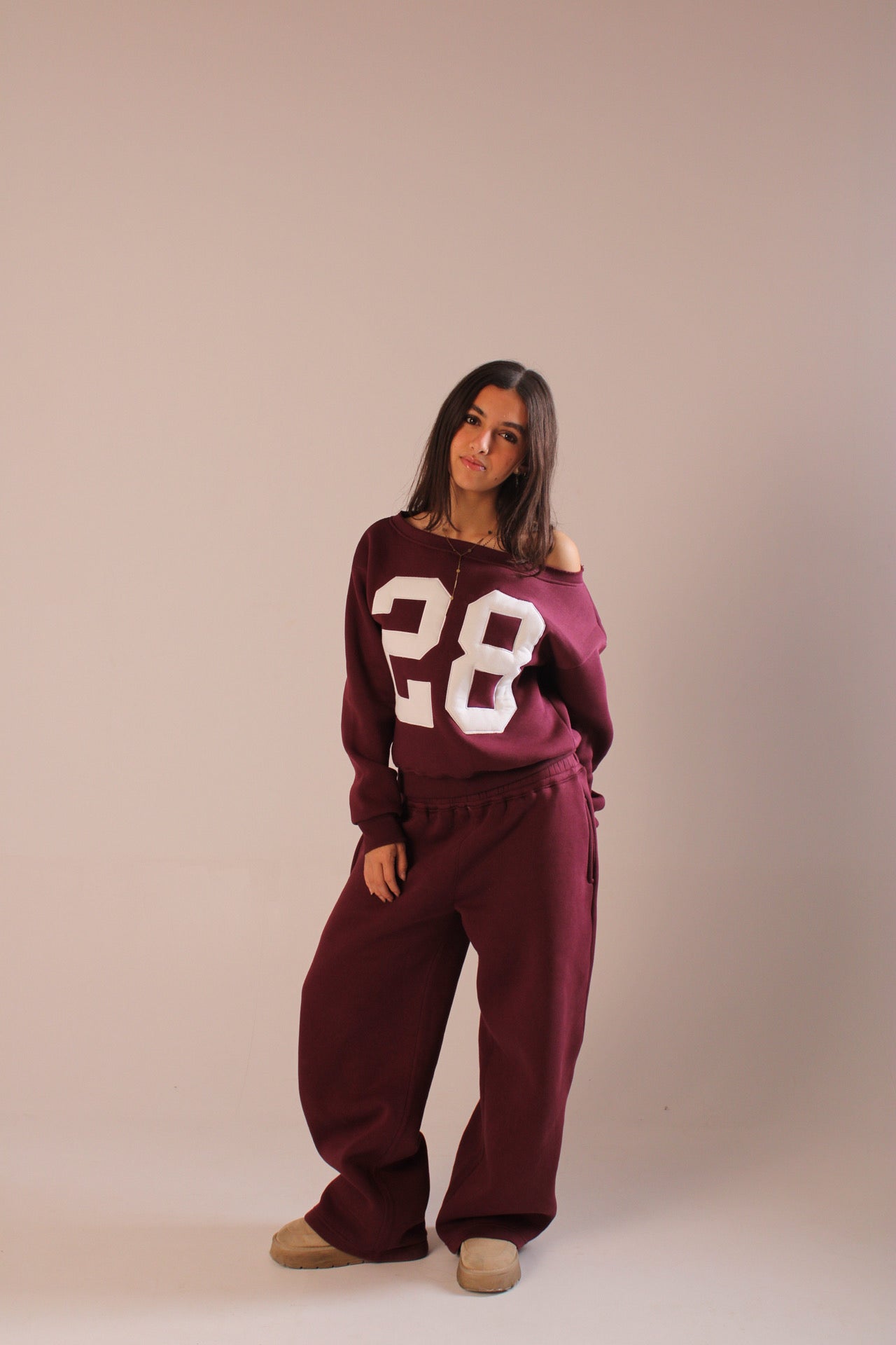 low waist sweatpants - burgundy
