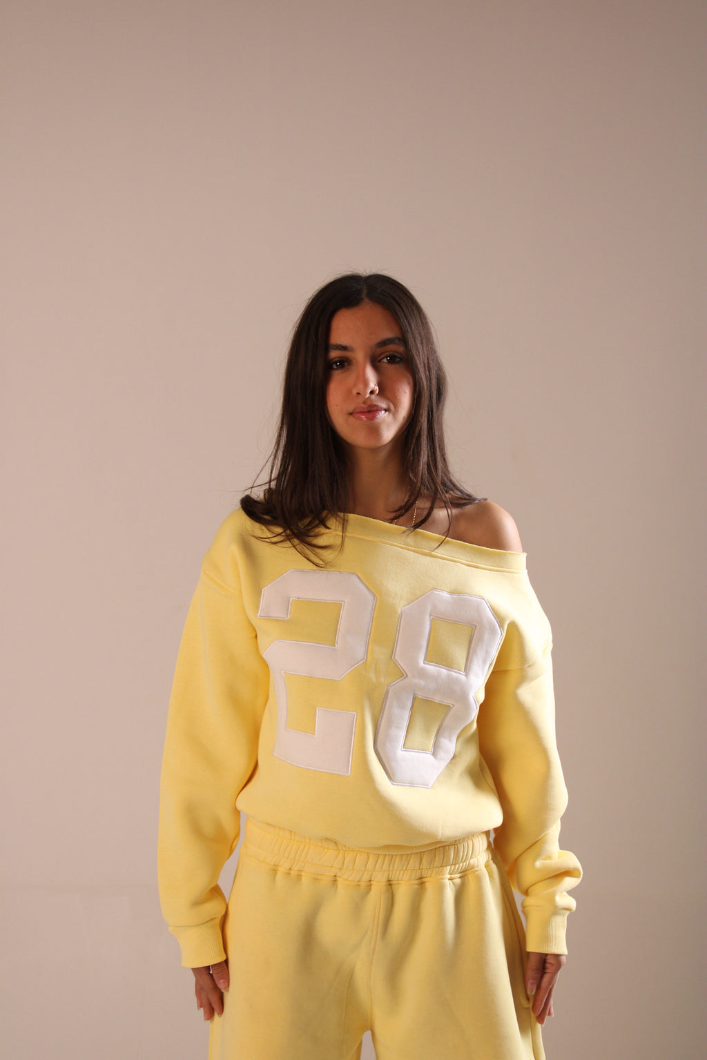 28 off-shoulder sweater - butter yellow
