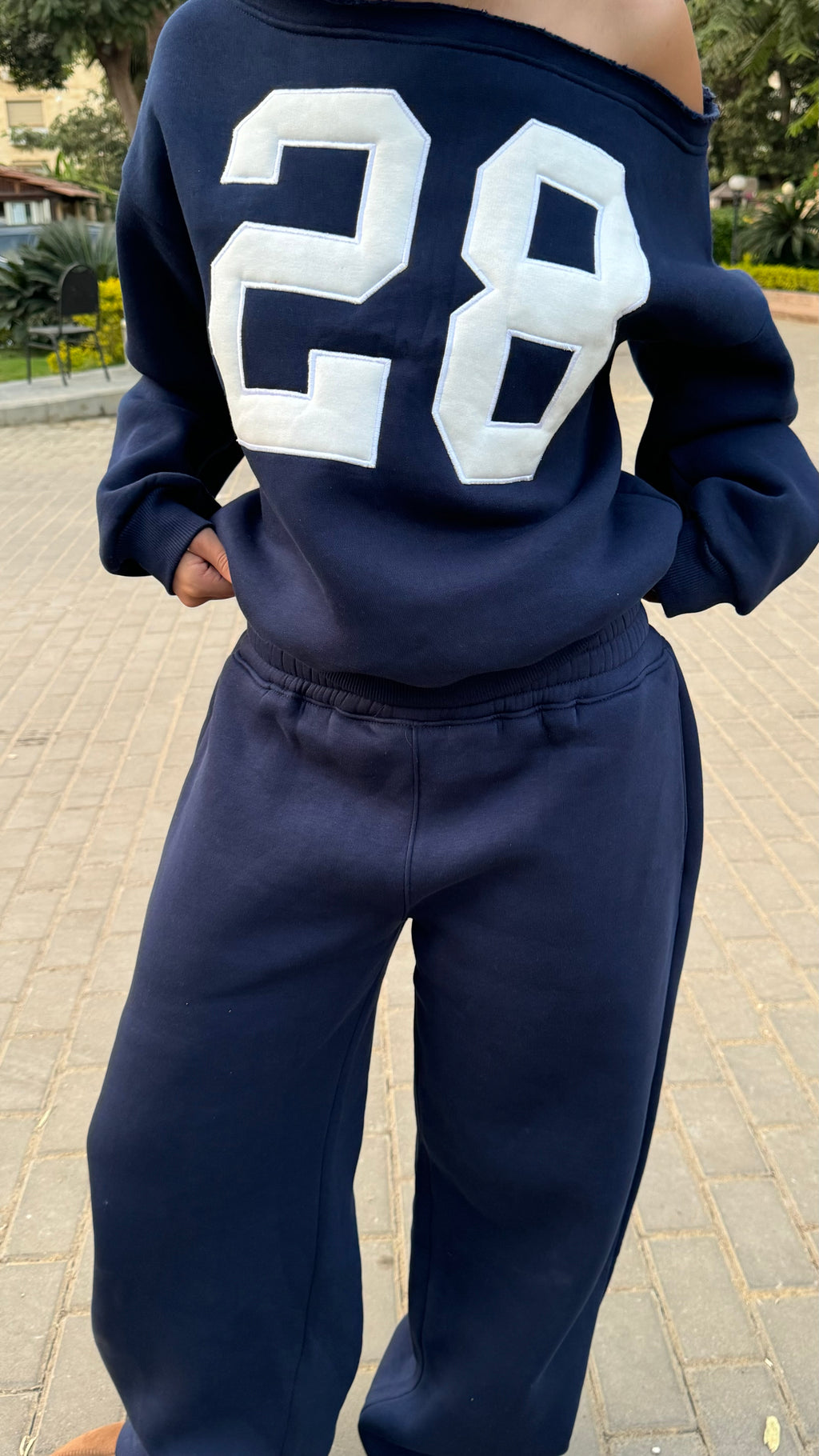 low waist sweatpants - navy