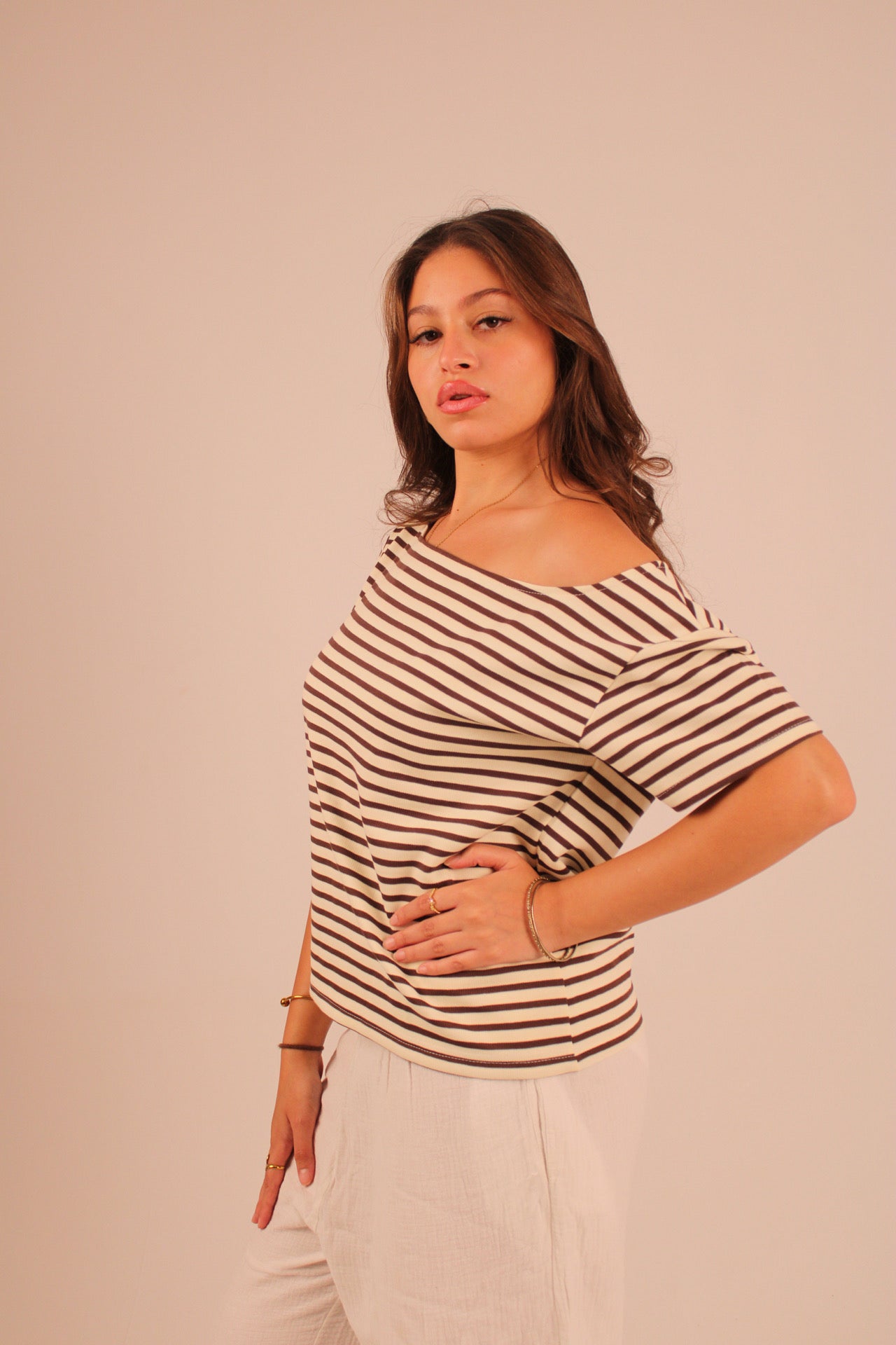 Striped Offshoulder - Brown