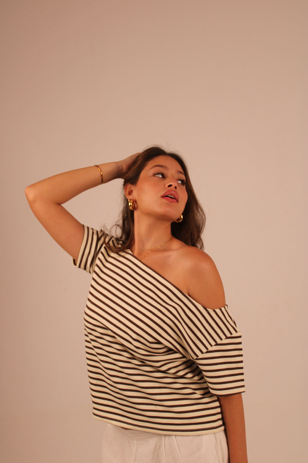 Striped Offshoulder - Brown