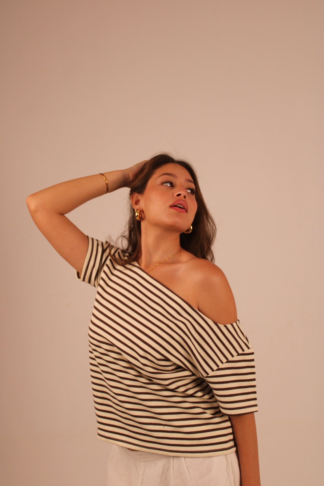 Striped Offshoulder - Brown